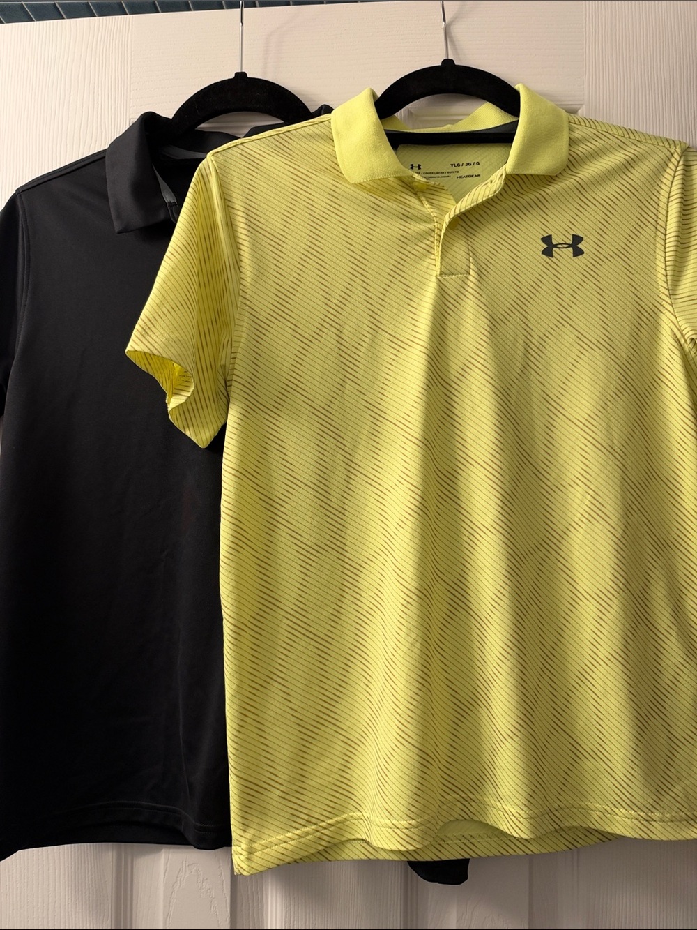Under Armour Boys Yellow & Black Performance Polo Duo Size Large Heatgear